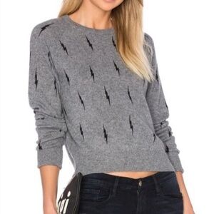 Kate Moss Equipment Heather Gray Knit with Black Lightning Accents